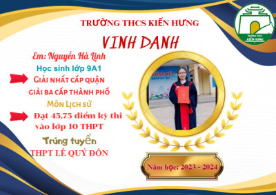 VINH DANH HỌC SINH ĐẠT ĐIỂM CAO TRONG KÌ THI VÀO 10 THPT NĂM HỌC 2023 - 2024
