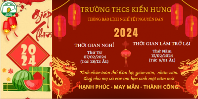 THÔNG BÁO NGHỈ TẾT NGUYÊN ĐÁN NĂM 2024
