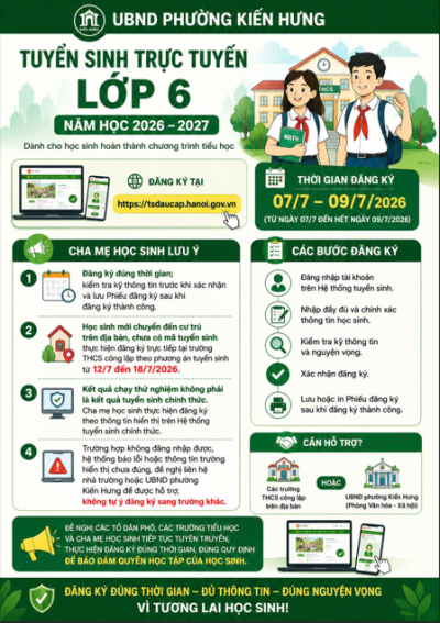 📢 UBND PHƯỜNG KIẾN HƯNG THÔNG BÁO