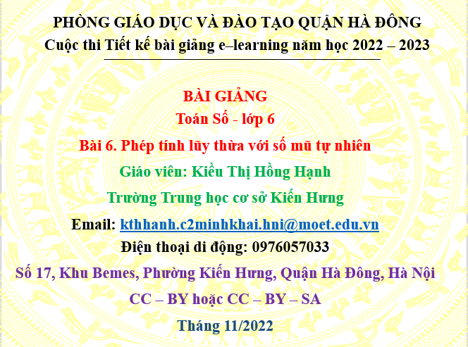 BAI 6. PHÉP TÍNH LŨY THỪA VỚI SỐ MŨ TỰ NHIÊN