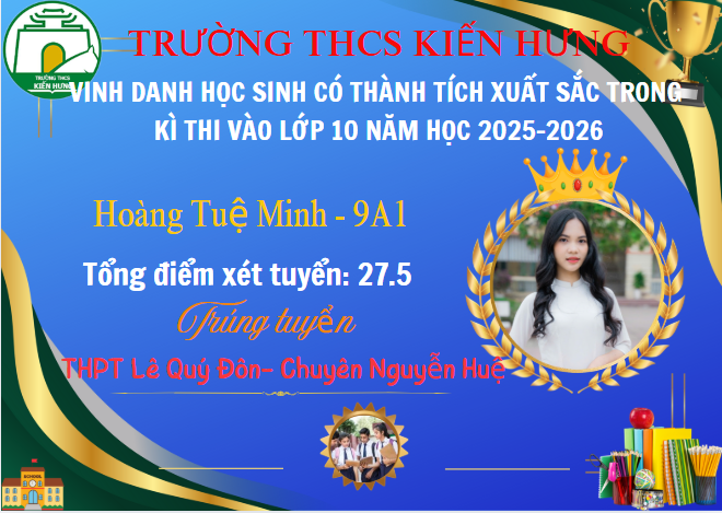 VINH DANH HỌC SINH ĐẠT ĐIỂM CAO KỲ THI VÀO LỚP 10 THPT