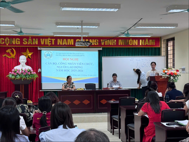 Trường THCS Kiến Hưng tổ chức Hội nghị cán bộ, viên chức, người lao động năm học 2025 – 2026